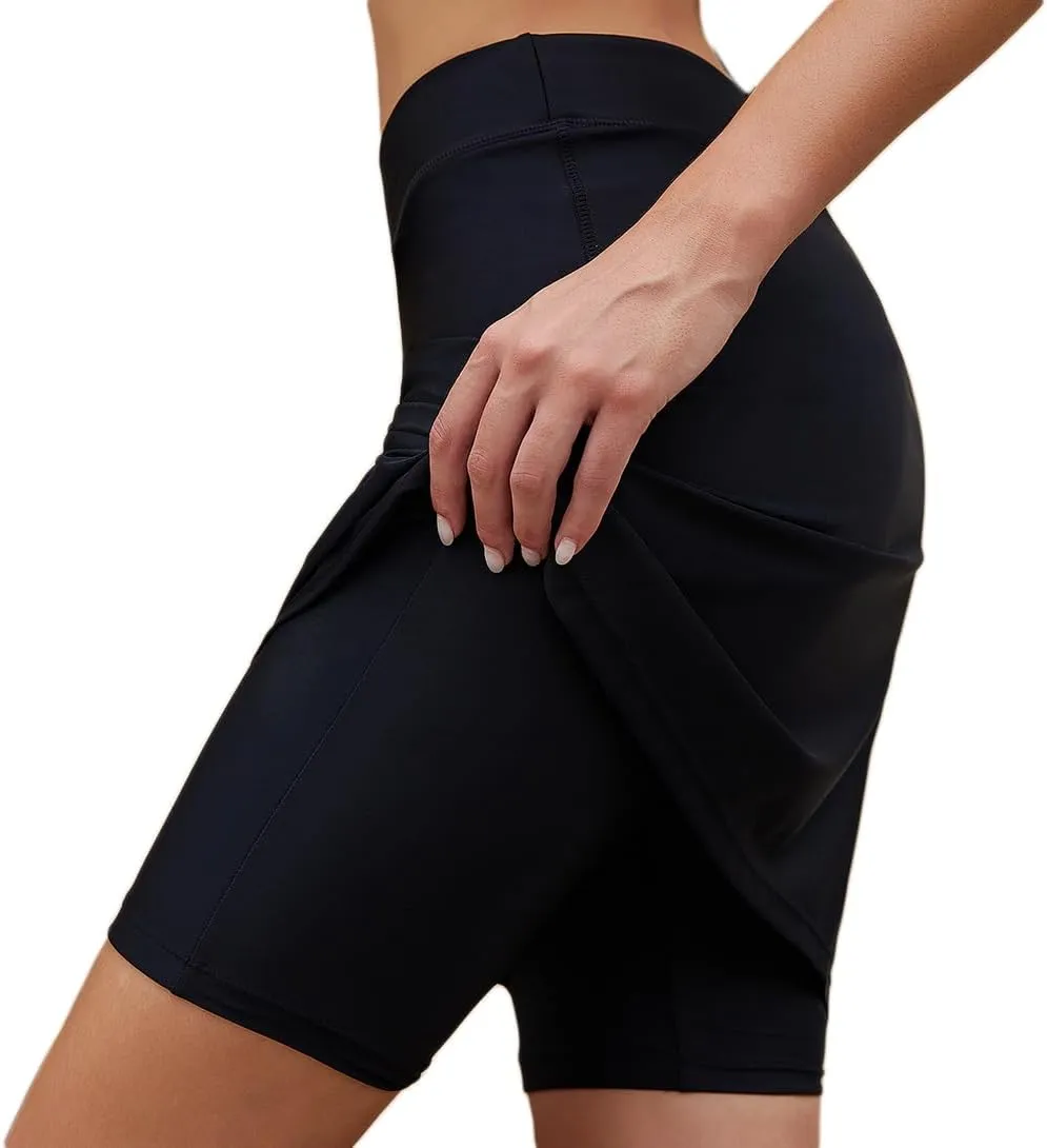 Micosuza Womens Skirted Swim Short Sun Protective UPF 50  Swimming Bottom with Attached Skirt