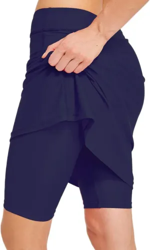 Micosuza Womens Skirted Swim Short Sun Protective UPF 50  Swimming Bottom with Attached Skirt