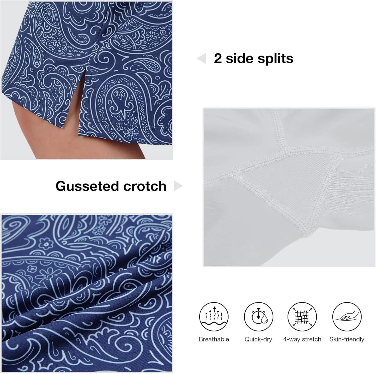 Midi Length Skorts Skirts for Women Modest Knee Length Skorts Athletic 26" Long Skirts with Zipper Pockets