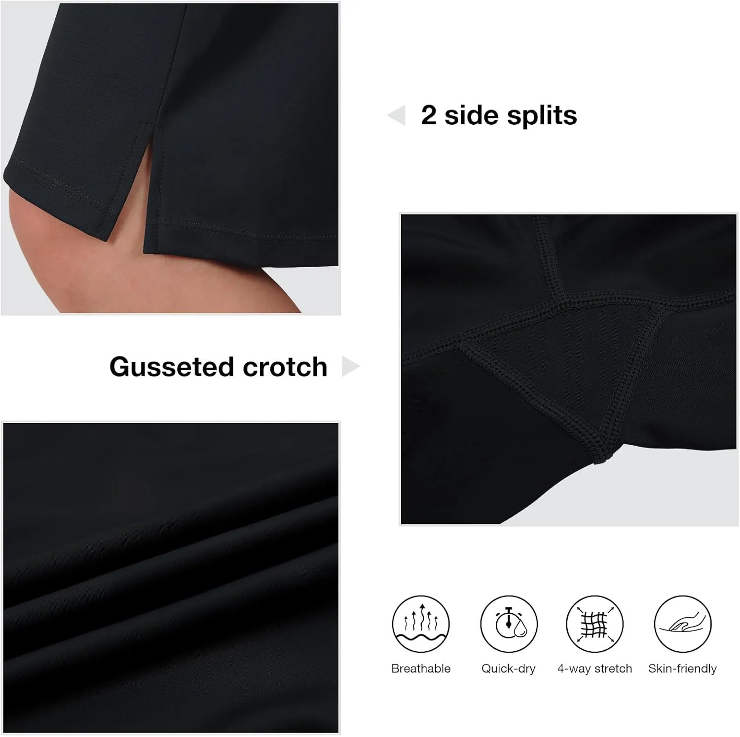 Midi Length Skorts Skirts for Women Modest Knee Length Skorts Athletic 26" Long Skirts with Zipper Pockets