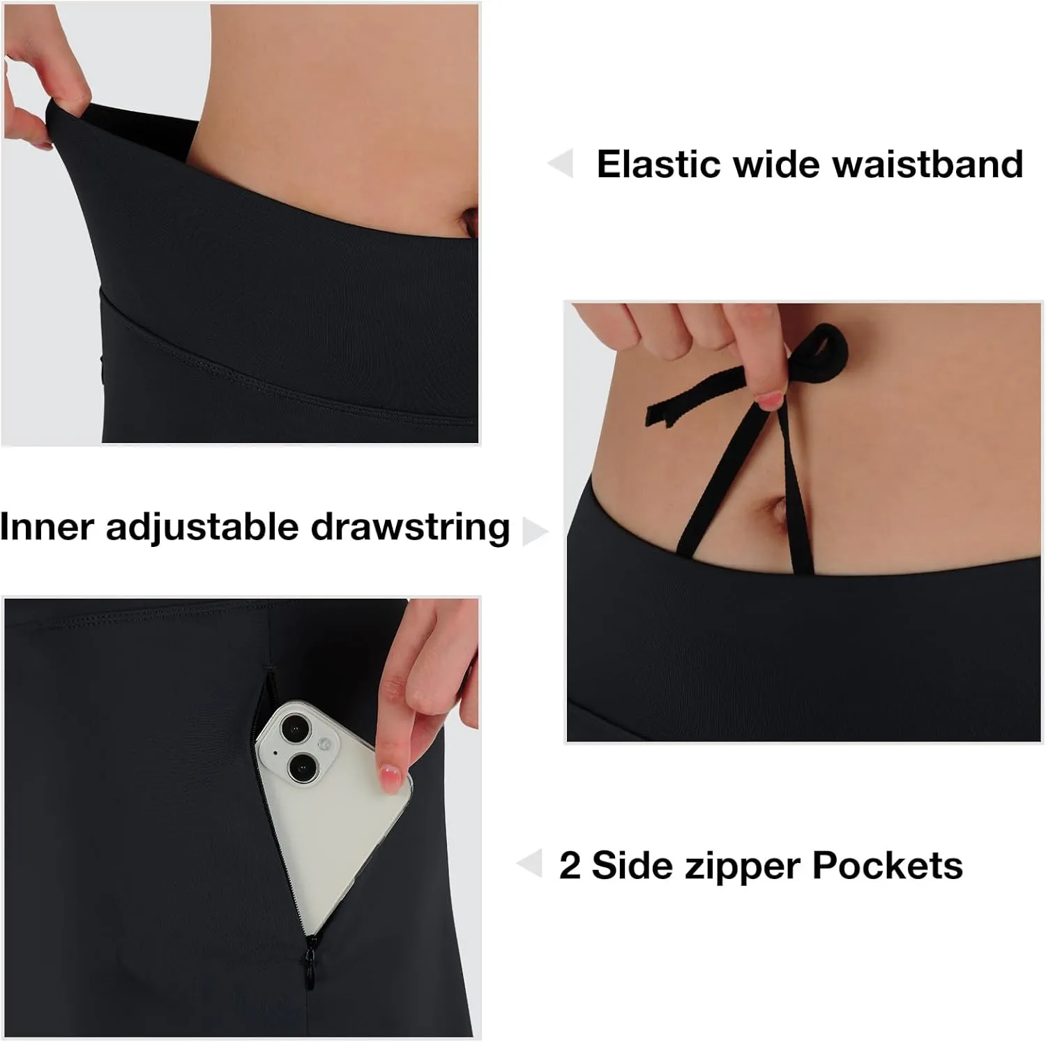 Midi Length Skorts Skirts for Women Modest Knee Length Skorts Athletic 26" Long Skirts with Zipper Pockets