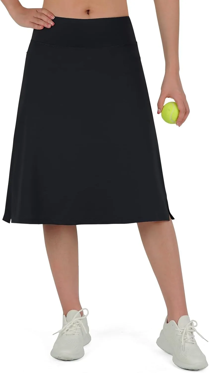 Midi Length Skorts Skirts for Women Modest Knee Length Skorts Athletic 26" Long Skirts with Zipper Pockets