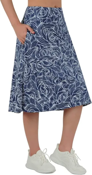 Midi Length Skorts Skirts for Women Modest Knee Length Skorts Athletic 26" Long Skirts with Zipper Pockets