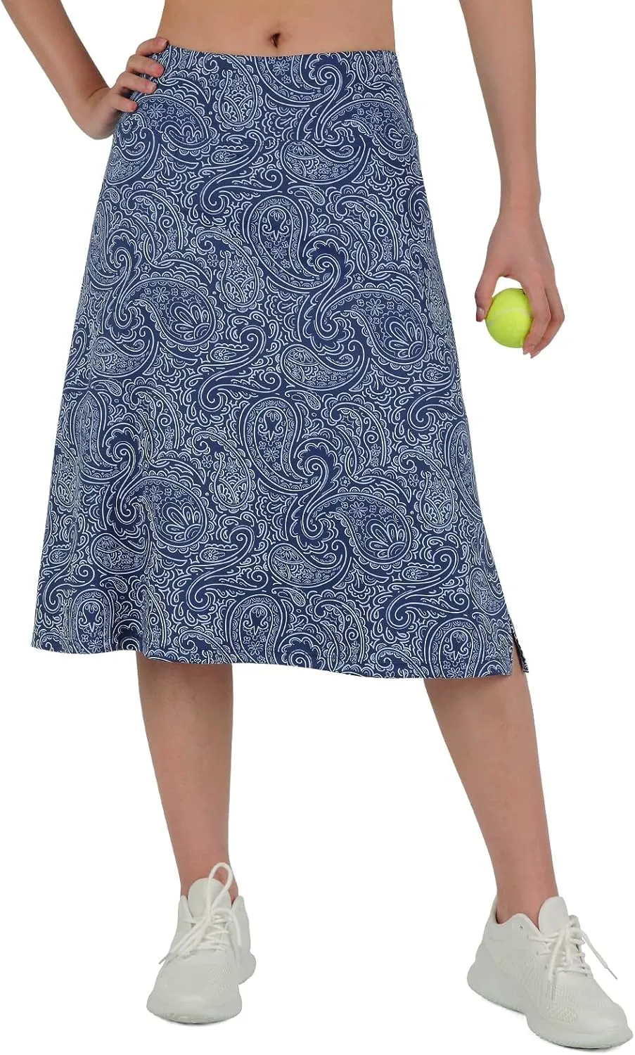 Midi Length Skorts Skirts for Women Modest Knee Length Skorts Athletic 26" Long Skirts with Zipper Pockets