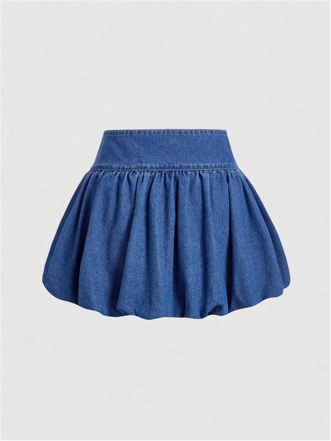 Milumia Women's High Waisted A Line Bubble Denim Mini Skirt Puffy Short Skirts