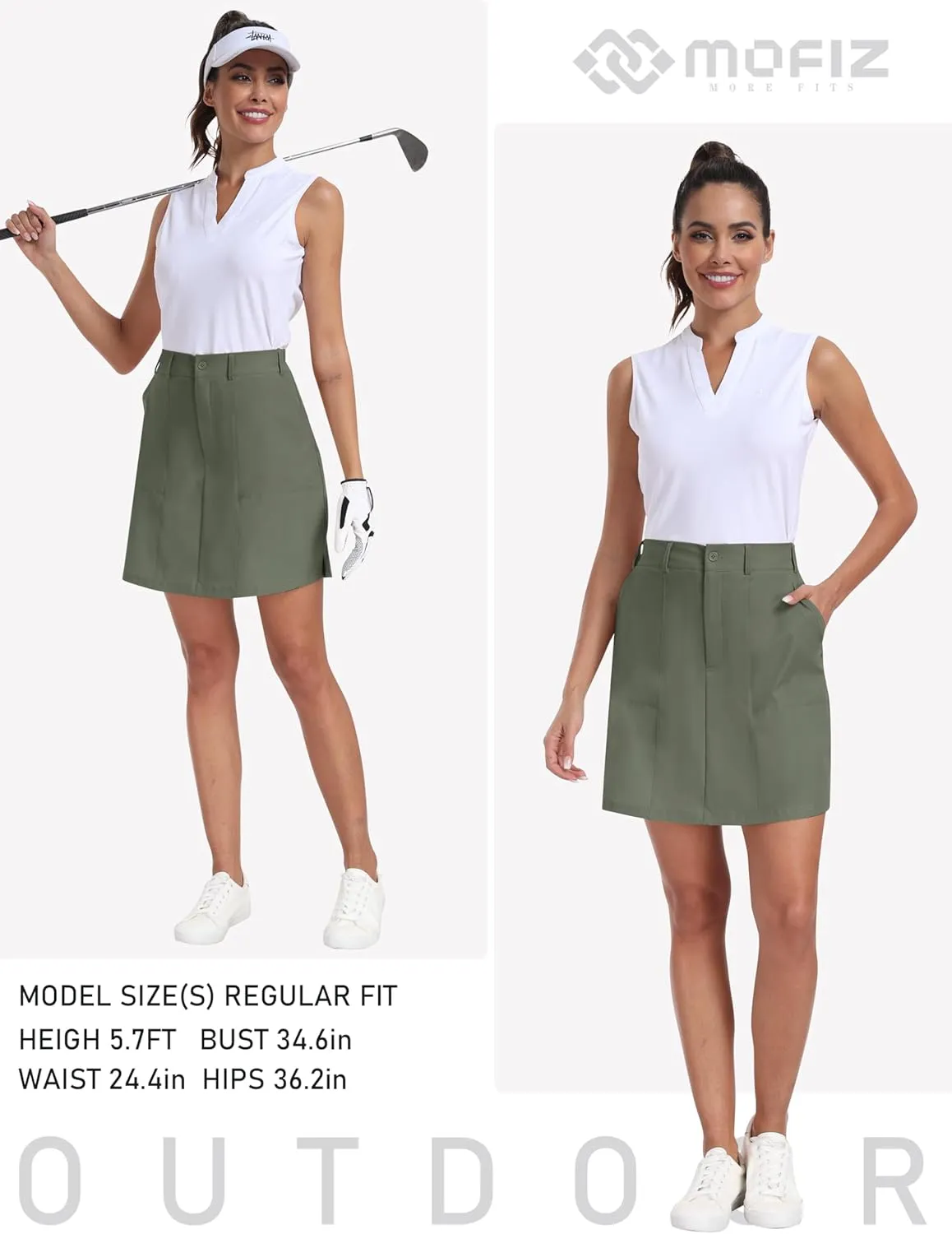 MoFiz Womens Golf Skirt Lightweight Breathable Athletic Skorts Skirts for Women with Pockets Waterproof Stretch Casual Skort