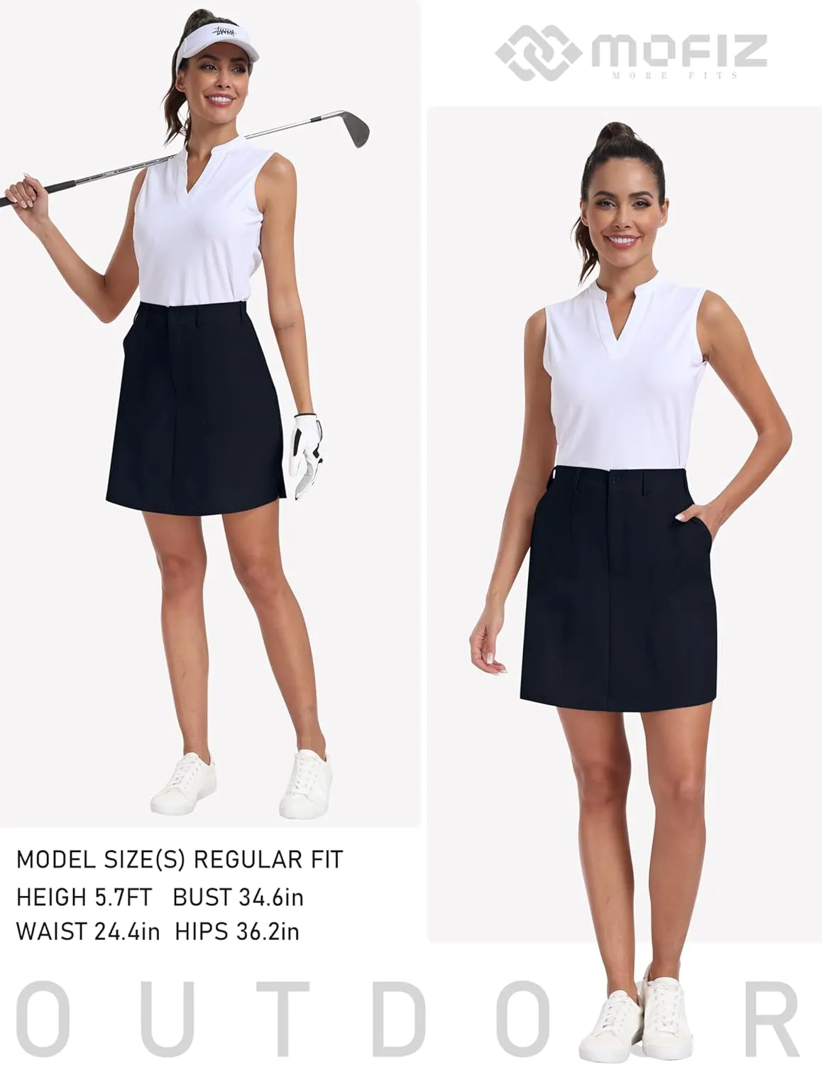 MoFiz Womens Golf Skirt Lightweight Breathable Athletic Skorts Skirts for Women with Pockets Waterproof Stretch Casual Skort