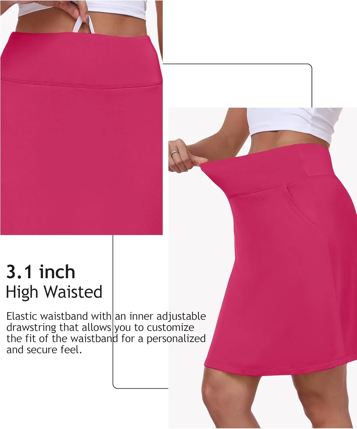 MoFiz Women's Golf Skorts 20" Knee Length High Waisted with Pockets Athletic Skirt for Tennis, Running & Summer Casual