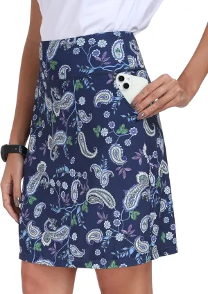 MoFiz Women's Golf Skorts 20" Knee Length High Waisted with Pockets Athletic Skirt for Tennis, Running & Summer Casual