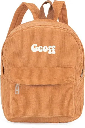 MT WORLD Corduroy Backpack,Personalized Toddler Backpack,Personalized Backpack for Boys,Monogrammed Brown Corduroy Mini Backpack,Customized Kids Backpack with Name,Embroidered Backpack for Child