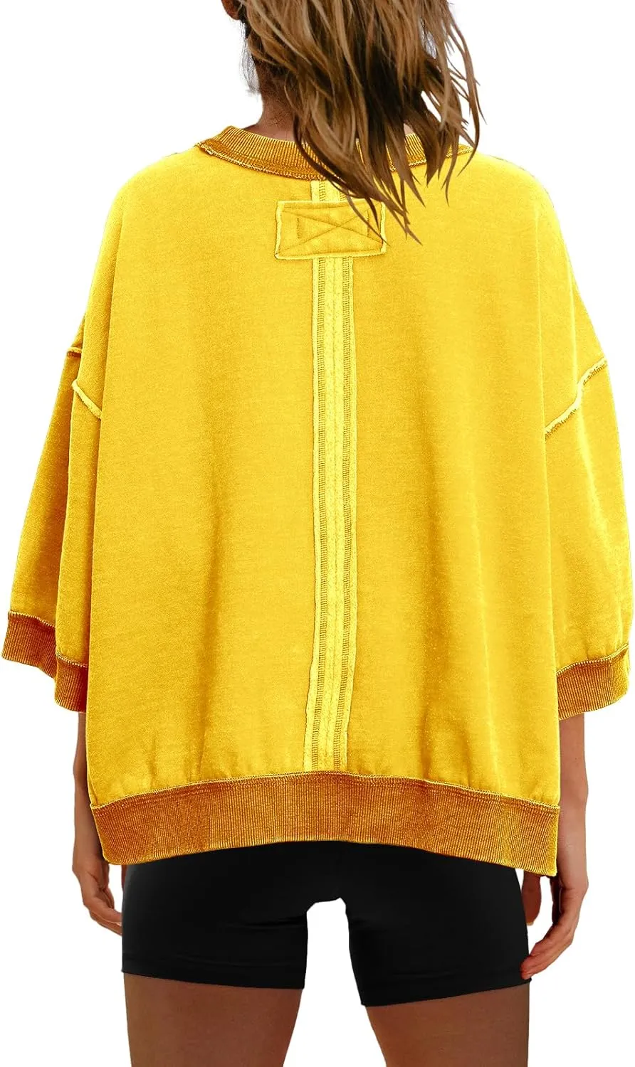 Nirovien Womens Oversized Sweatshirt 3/4 Sleeve Crewneck Sweatshirts Summer Color Block Pullover Tops
