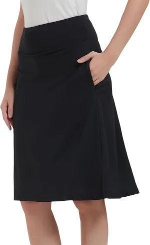NOOYME 24" Skorts Modest for Women with Pockets Midi Knee Length Athletic Skirts