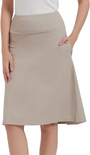 NOOYME 24" Skorts Modest for Women with Pockets Midi Knee Length Athletic Skirts