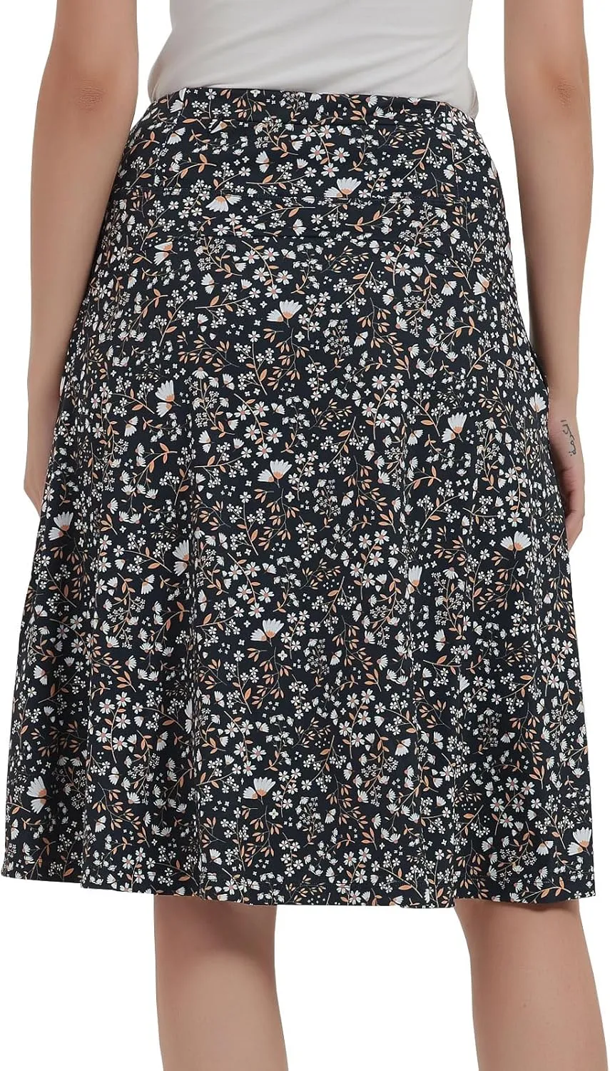 NOOYME 24" Skorts Modest for Women with Pockets Midi Knee Length Athletic Skirts