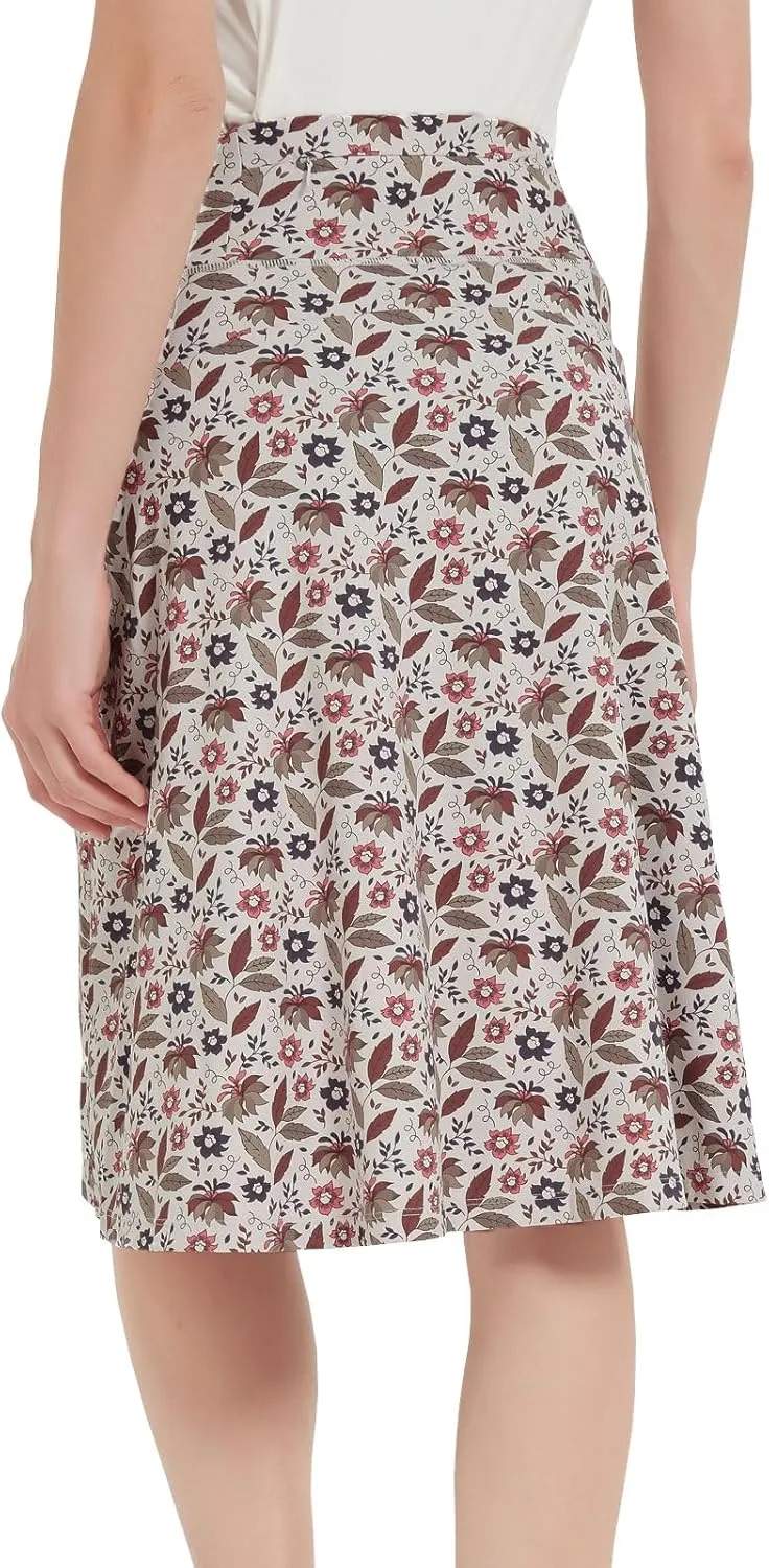 NOOYME 24" Skorts Modest for Women with Pockets Midi Knee Length Athletic Skirts
