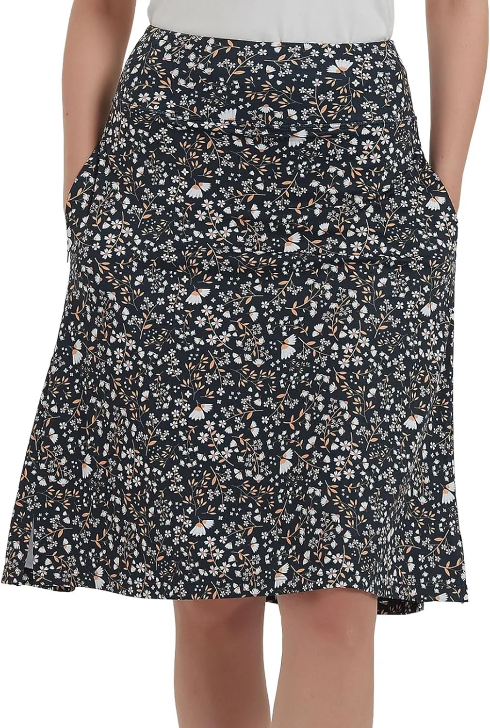 NOOYME 24" Skorts Modest for Women with Pockets Midi Knee Length Athletic Skirts