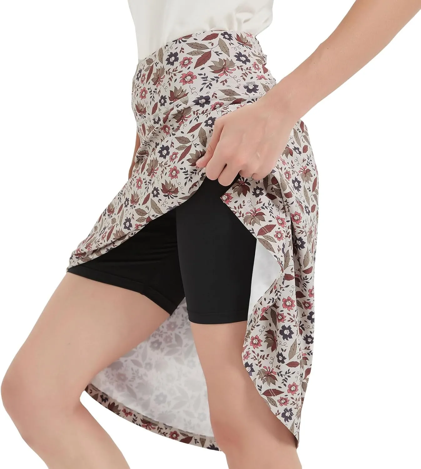NOOYME 24" Skorts Modest for Women with Pockets Midi Knee Length Athletic Skirts