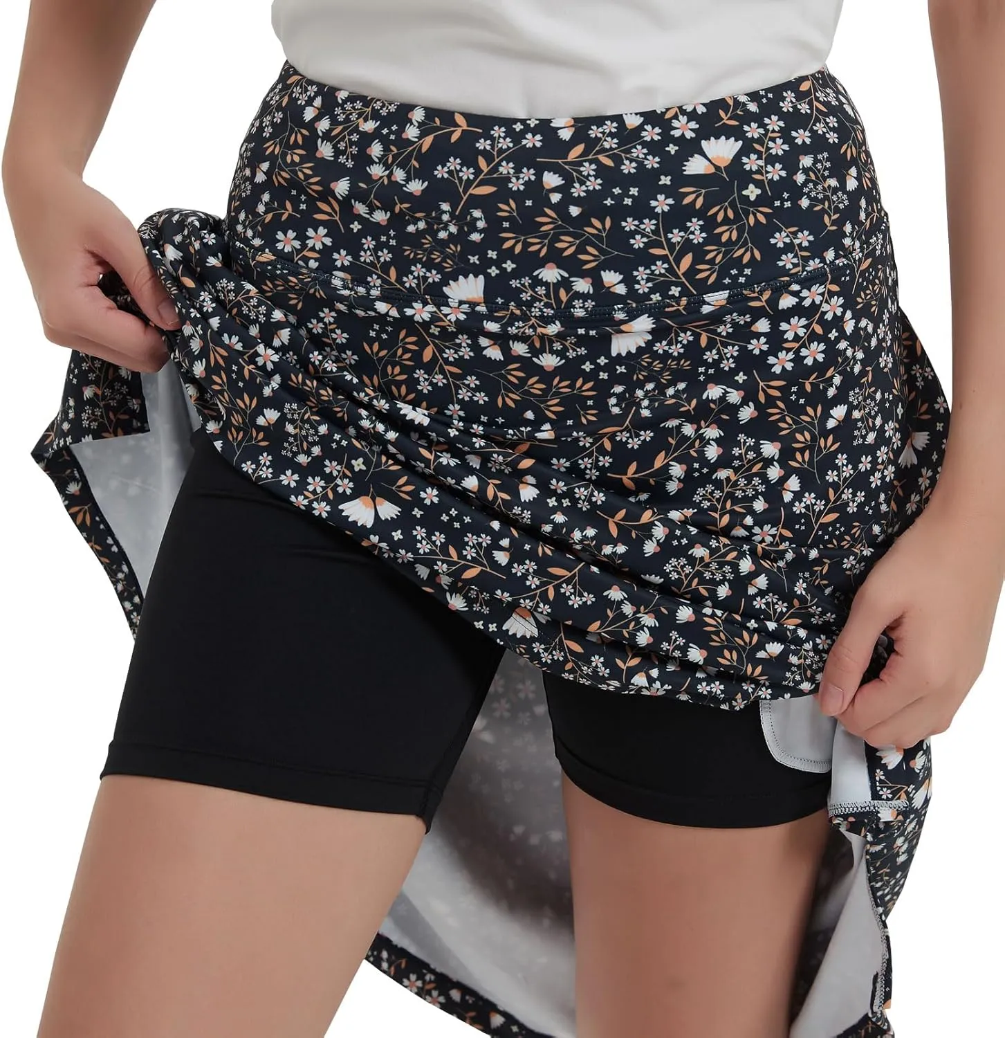 NOOYME 24" Skorts Modest for Women with Pockets Midi Knee Length Athletic Skirts