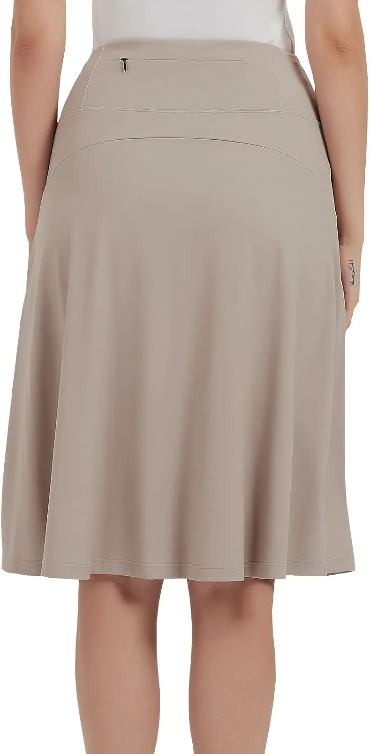 NOOYME 24" Skorts Modest for Women with Pockets Midi Knee Length Athletic Skirts