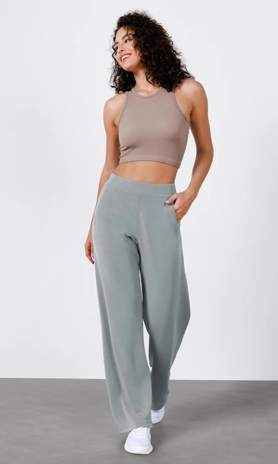 ODODOS Women's Modal Soft Wide Leg Pants Elastic High Waist Casual Lounge Relaxed Pants with Pockets - 27"/ 29" / 31" Inseam