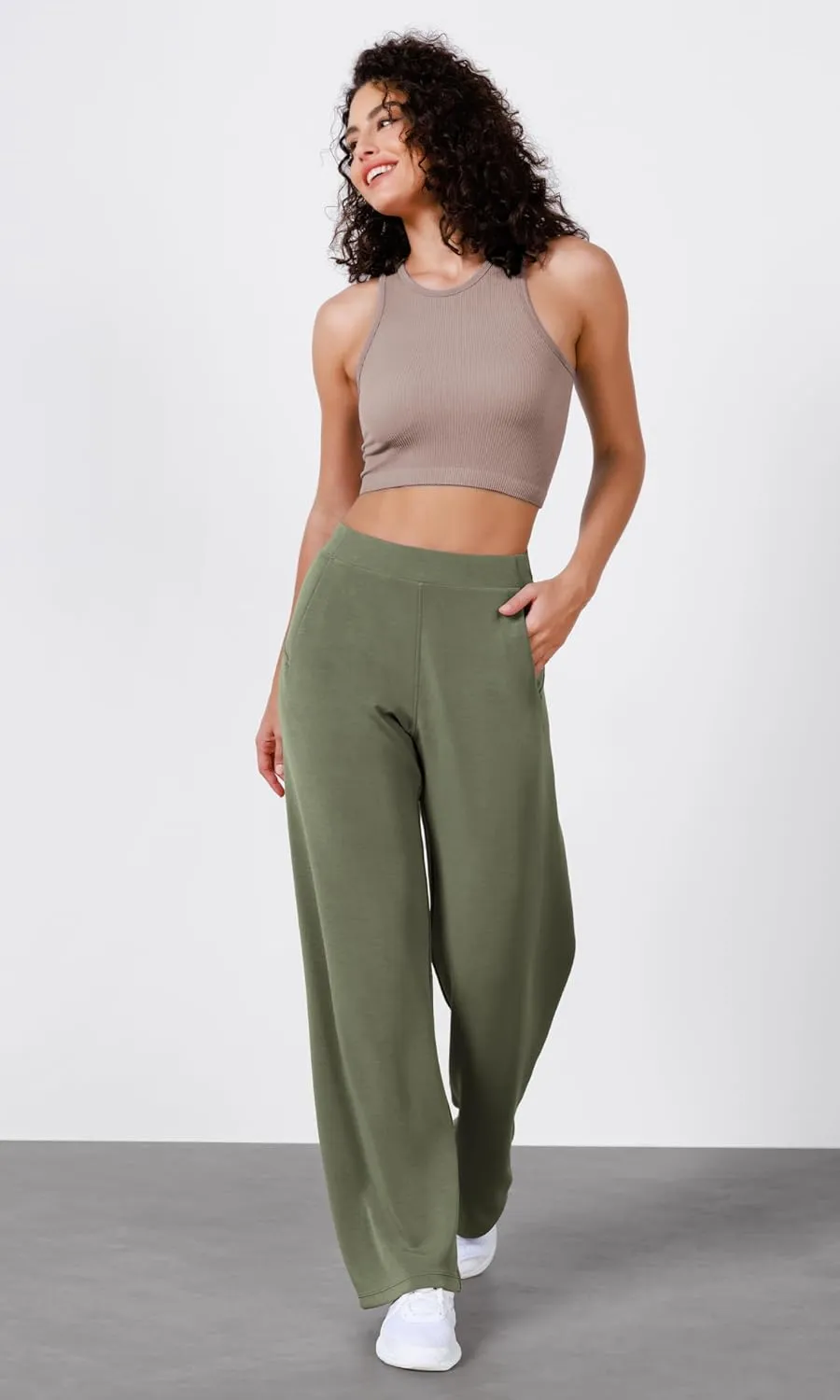 ODODOS Women's Modal Soft Wide Leg Pants Elastic High Waist Casual Lounge Relaxed Pants with Pockets - 27"/ 29" / 31" Inseam