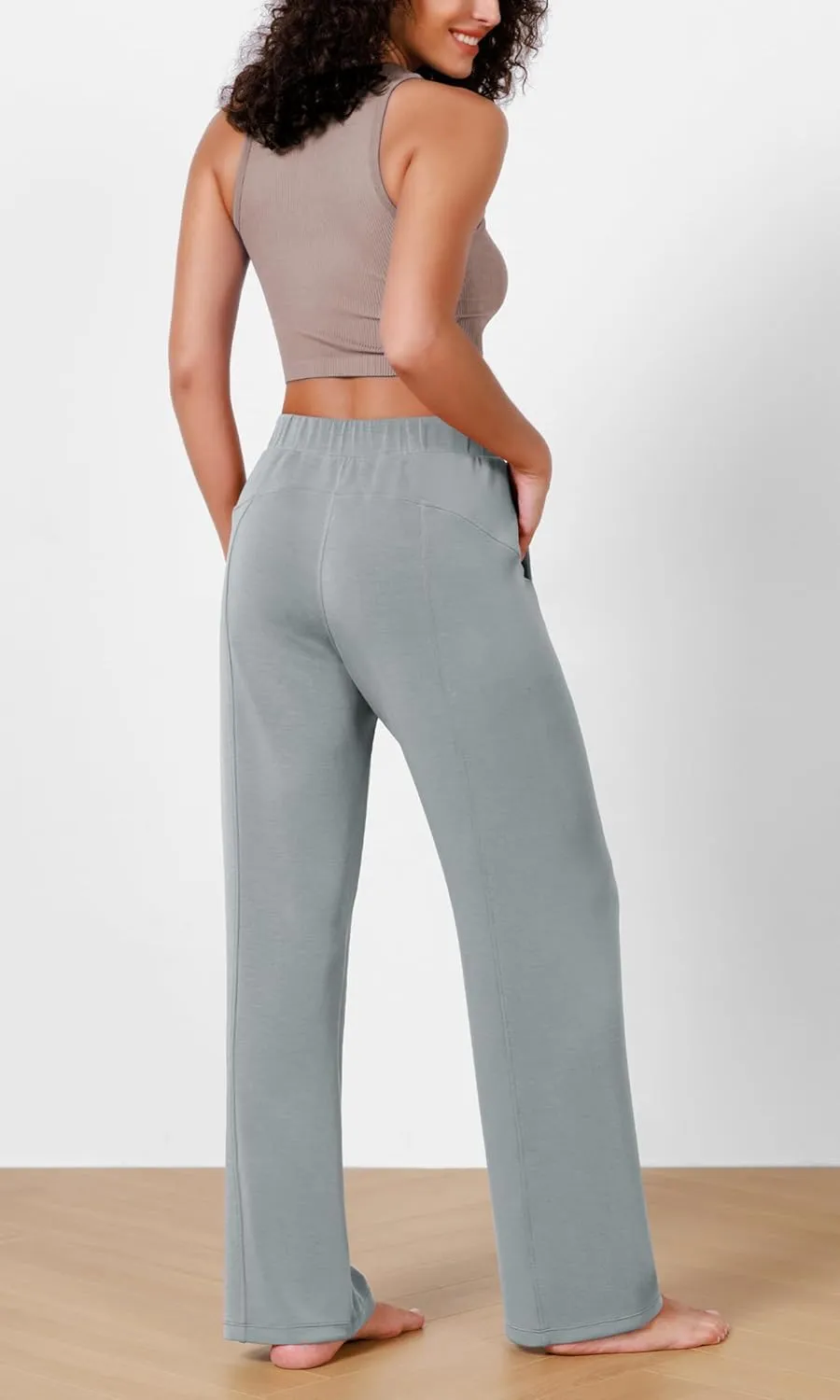 ODODOS Women's Modal Soft Wide Leg Pants Elastic High Waist Casual Lounge Relaxed Pants with Pockets - 27"/ 29" / 31" Inseam