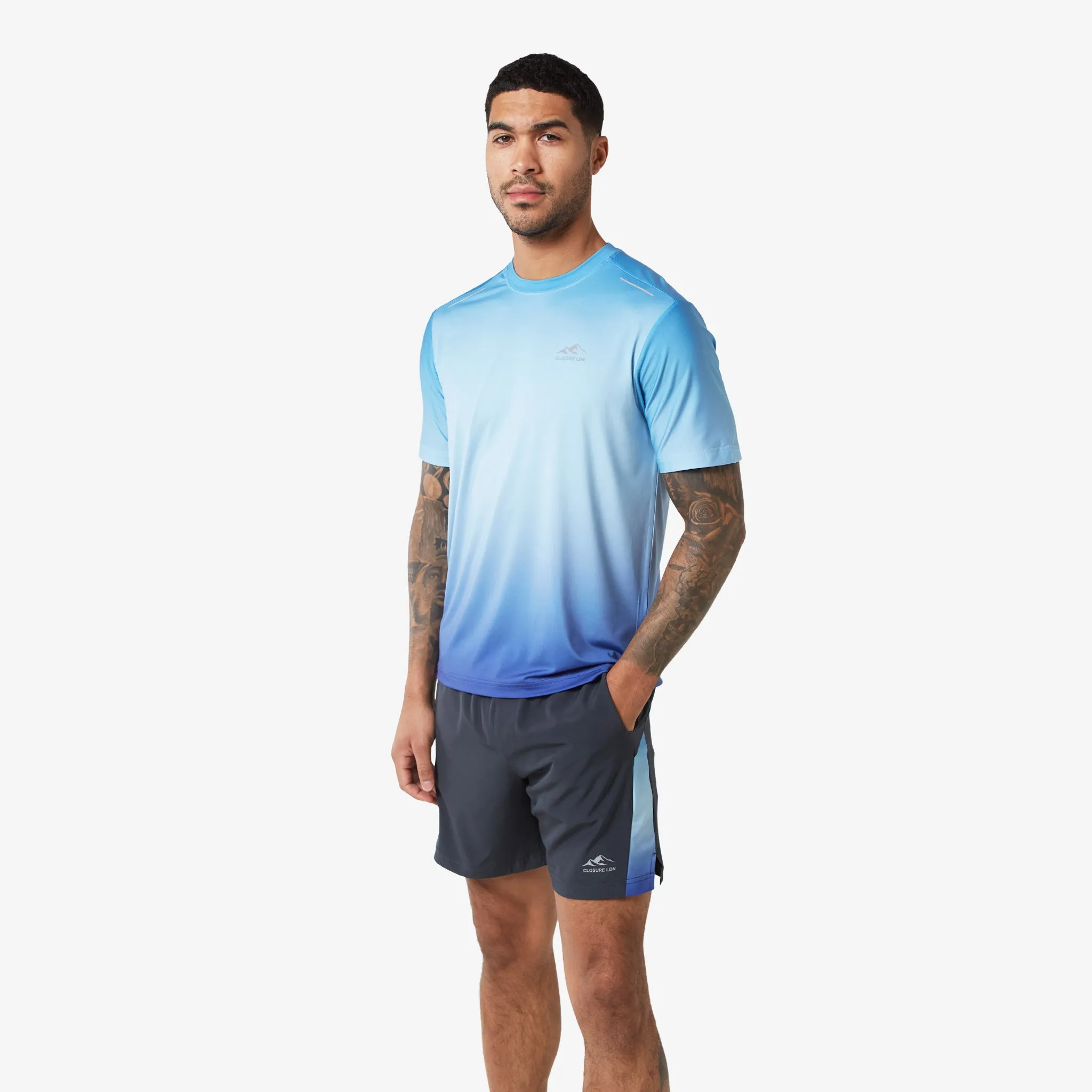 Ombre Print Training T-Shirt | Blue