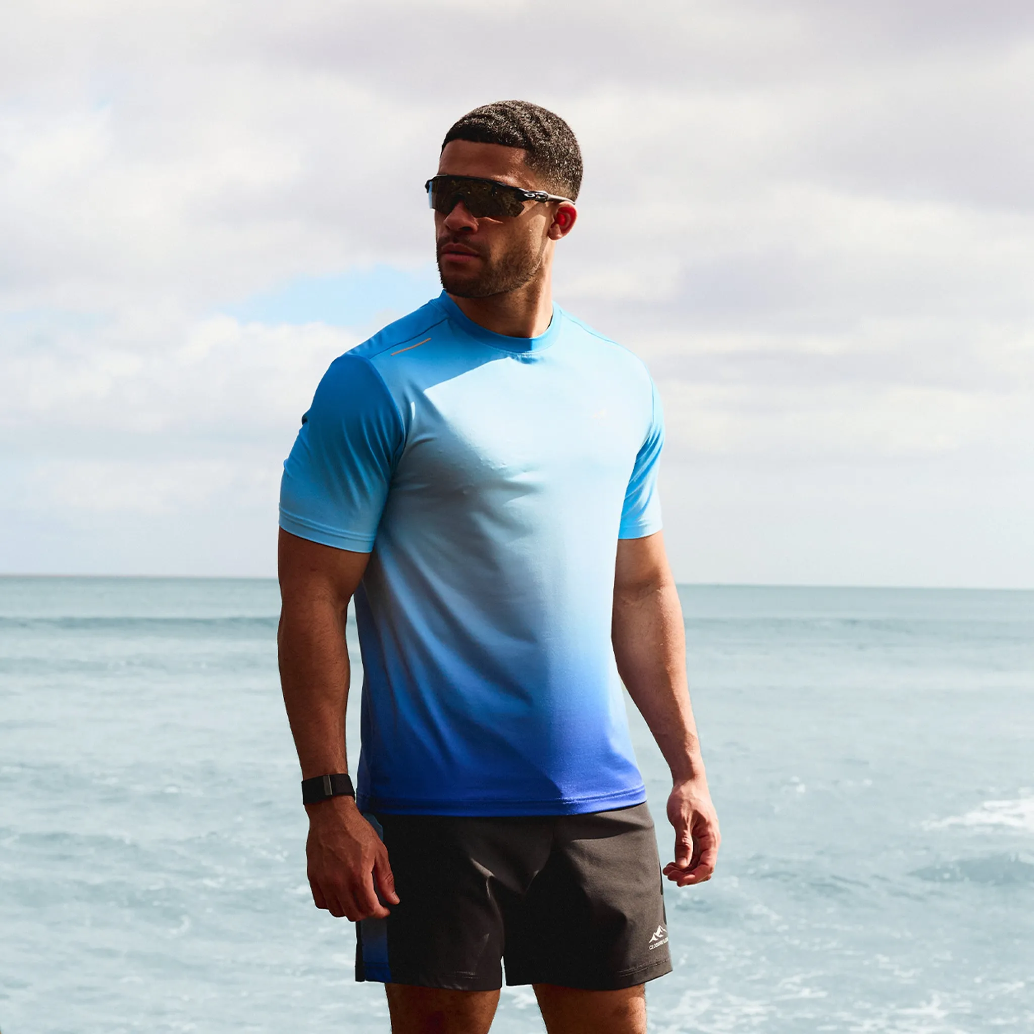 Ombre Print Training T-Shirt | Blue