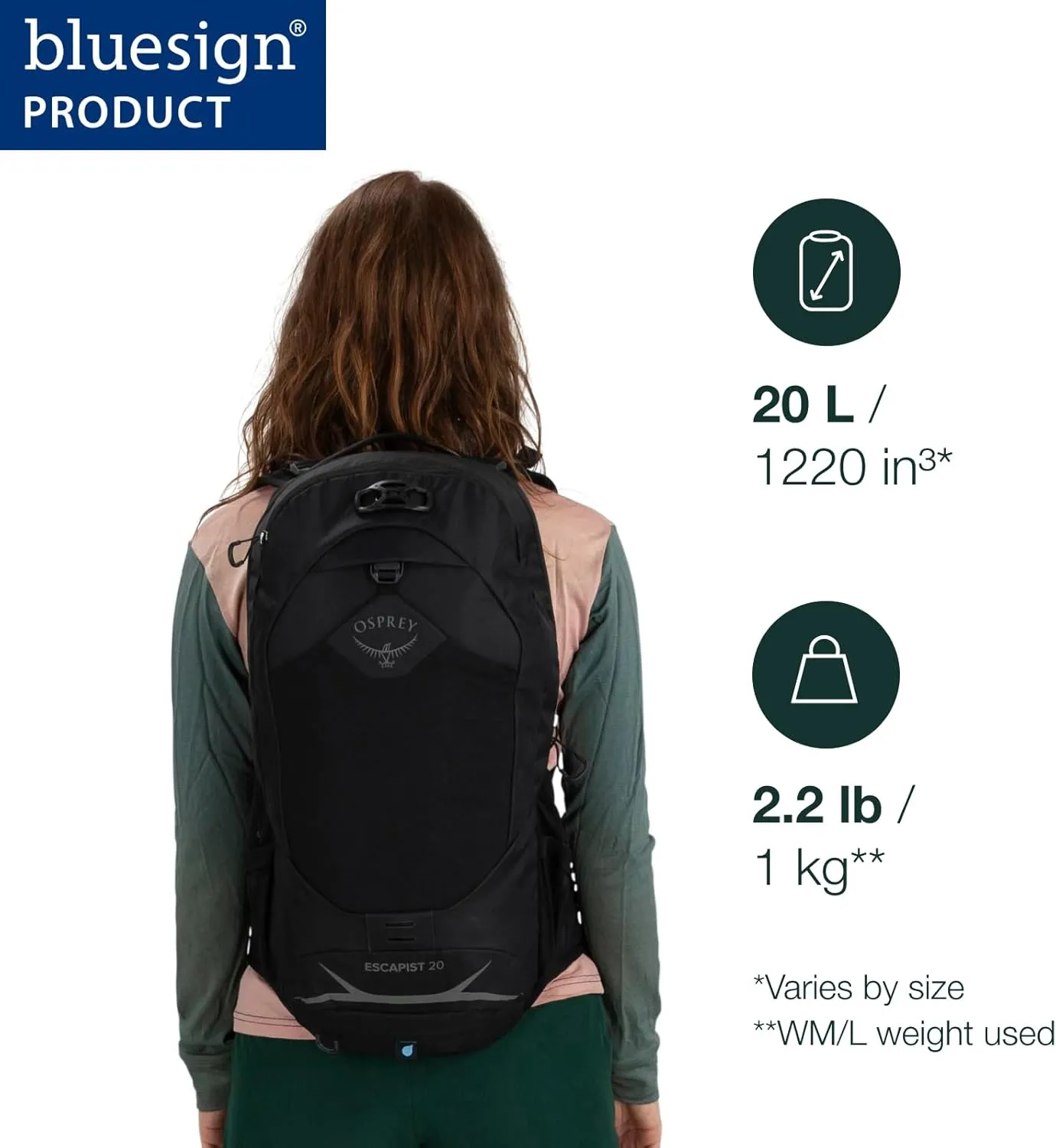 Osprey Escapist 20 Backpack, Black, M-L
