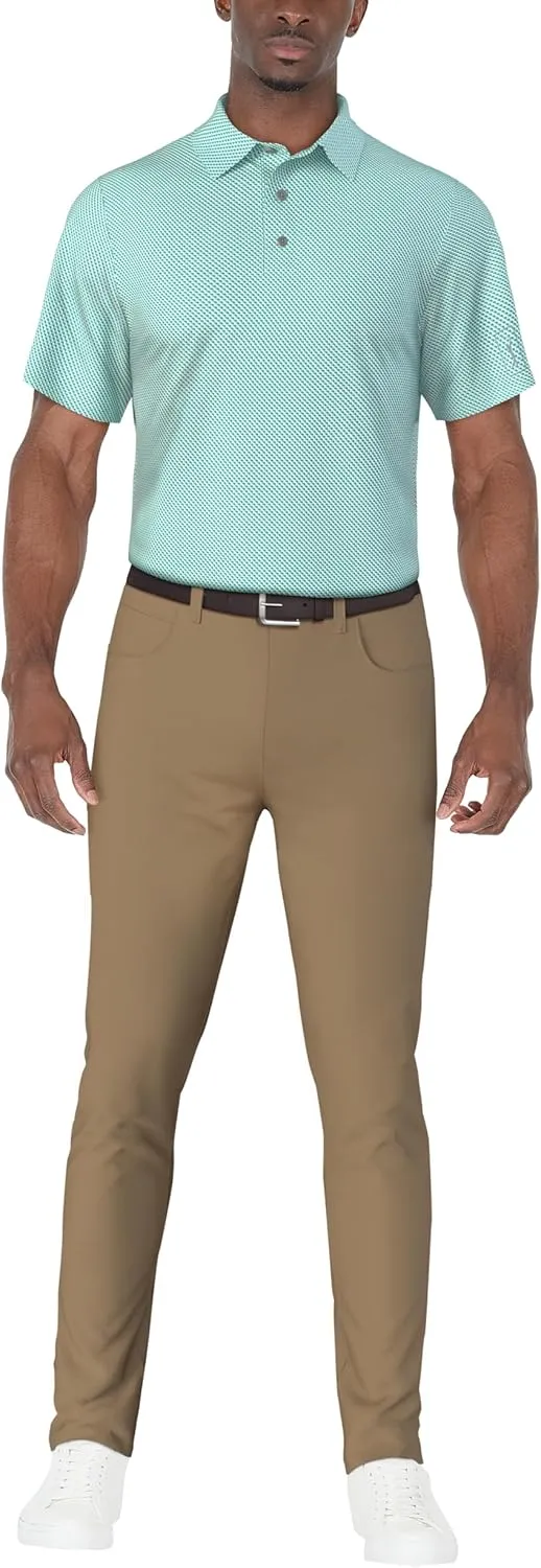 PGA TOUR Men's Short Sleeve Geo Printed Golf Polo