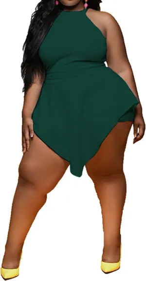 Plus Size Shorts Rompers for Womens Casual Summer Sexy Clubwear Halter Tank Top Sleeveless Jumpsuits Dressy Elegant