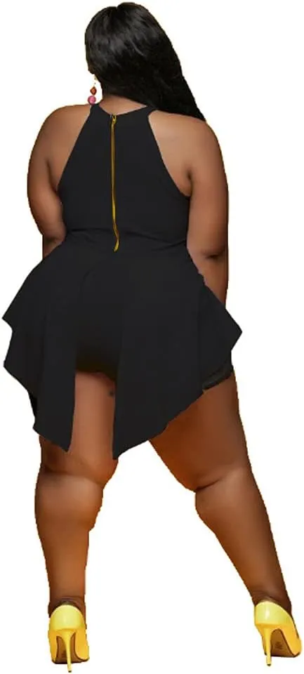Plus Size Shorts Rompers for Womens Casual Summer Sexy Clubwear Halter Tank Top Sleeveless Jumpsuits Dressy Elegant