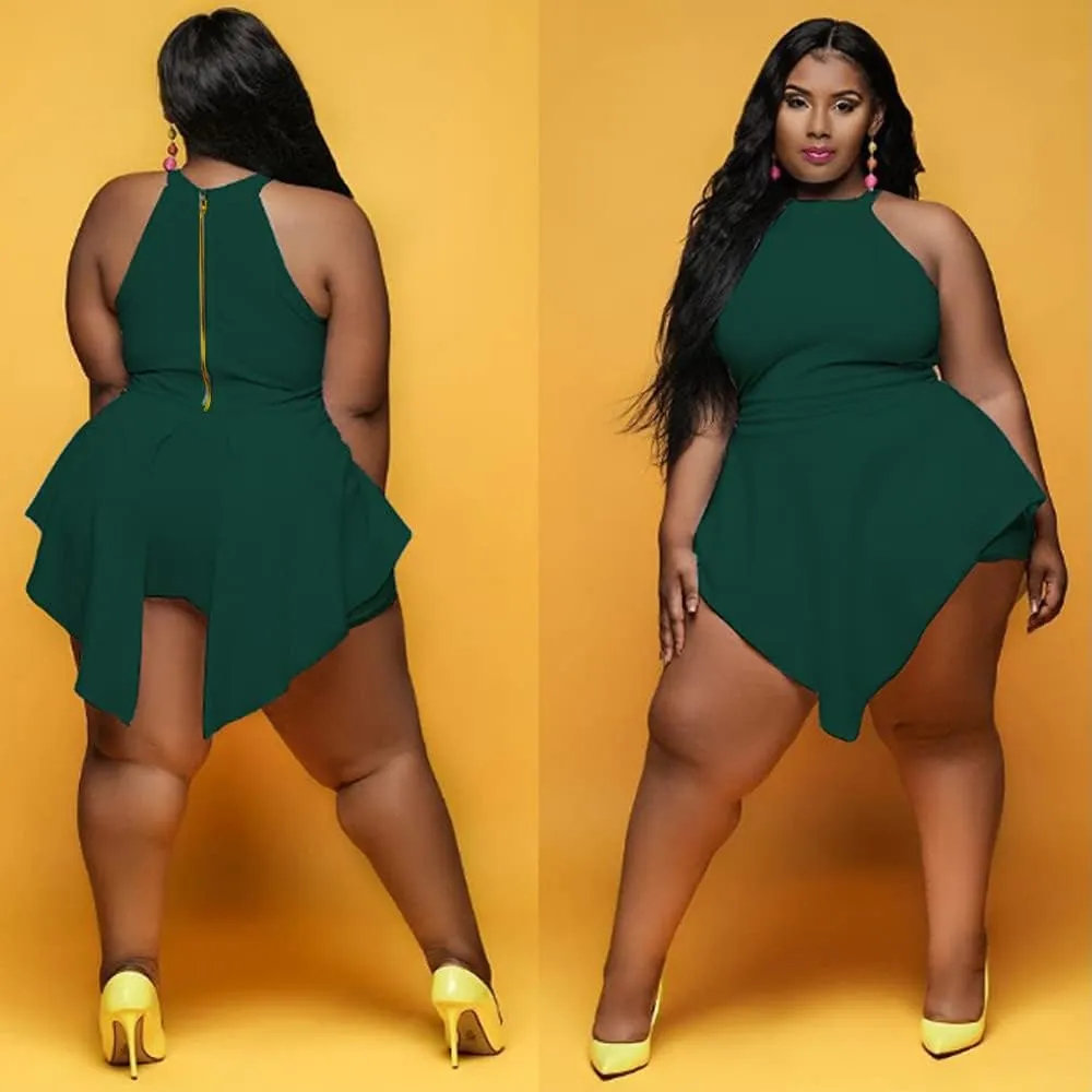 Plus Size Shorts Rompers for Womens Casual Summer Sexy Clubwear Halter Tank Top Sleeveless Jumpsuits Dressy Elegant
