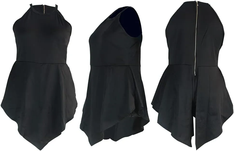 Plus Size Shorts Rompers for Womens Casual Summer Sexy Clubwear Halter Tank Top Sleeveless Jumpsuits Dressy Elegant