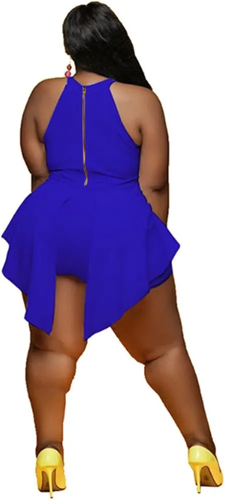 Plus Size Shorts Rompers for Womens Casual Summer Sexy Clubwear Halter Tank Top Sleeveless Jumpsuits Dressy Elegant