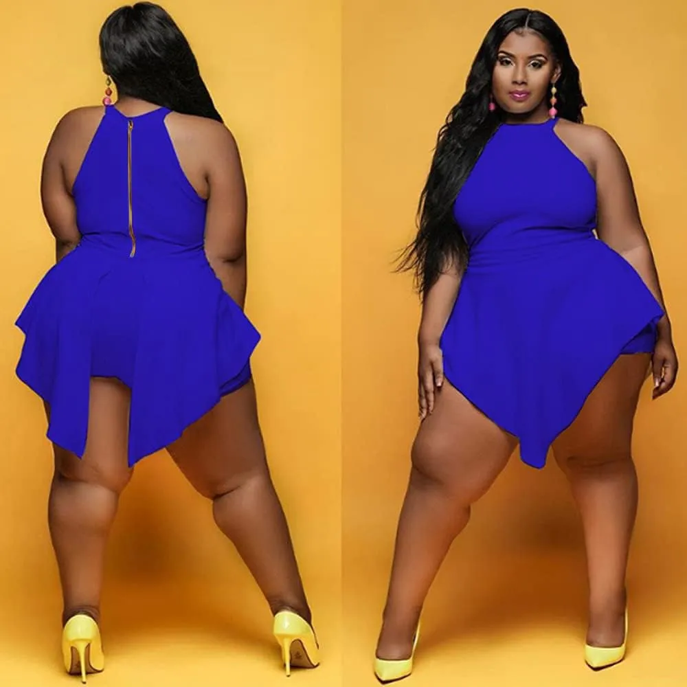 Plus Size Shorts Rompers for Womens Casual Summer Sexy Clubwear Halter Tank Top Sleeveless Jumpsuits Dressy Elegant