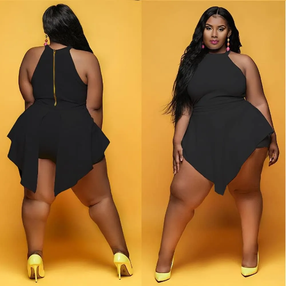 Plus Size Shorts Rompers for Womens Casual Summer Sexy Clubwear Halter Tank Top Sleeveless Jumpsuits Dressy Elegant