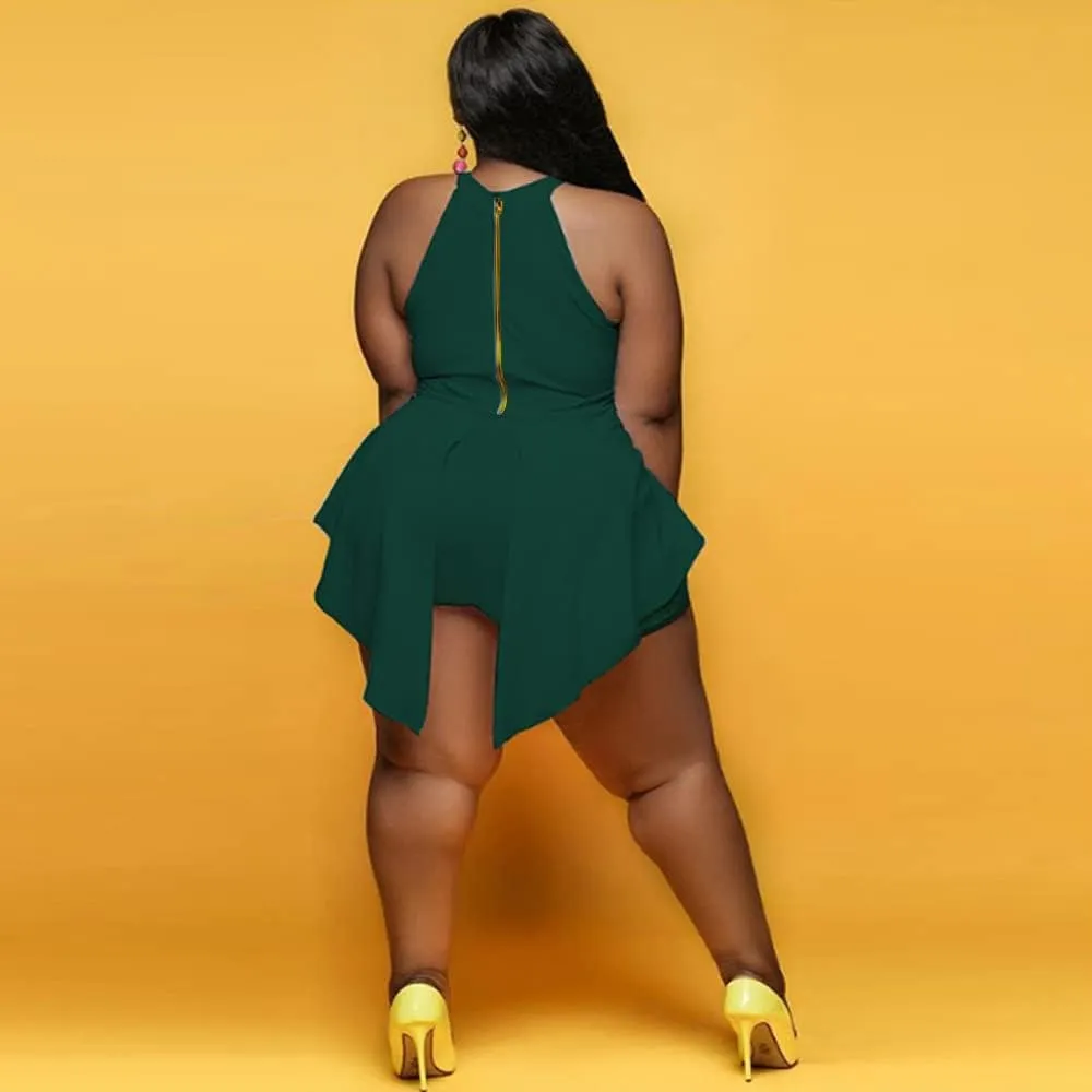 Plus Size Shorts Rompers for Womens Casual Summer Sexy Clubwear Halter Tank Top Sleeveless Jumpsuits Dressy Elegant