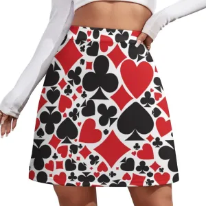 Poker Card Short Skirt Athletic Skorts Womens Golf Skirts Mini Shorts Breathable High Waist Workout Sports Skort