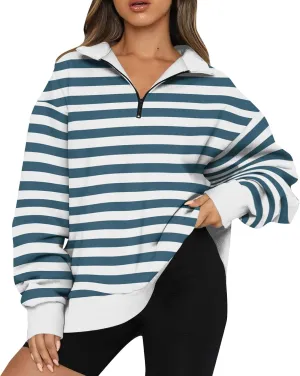 Quarter Zip Pullover Women Oversizds Trendy Sweatshirts Fall Outfits 2024 Fitted Comfy Vintage Pullover Sweatshirts