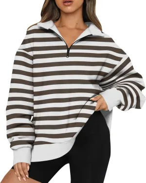 Quarter Zip Pullover Women Oversizds Trendy Sweatshirts Fall Outfits 2024 Fitted Comfy Vintage Pullover Sweatshirts