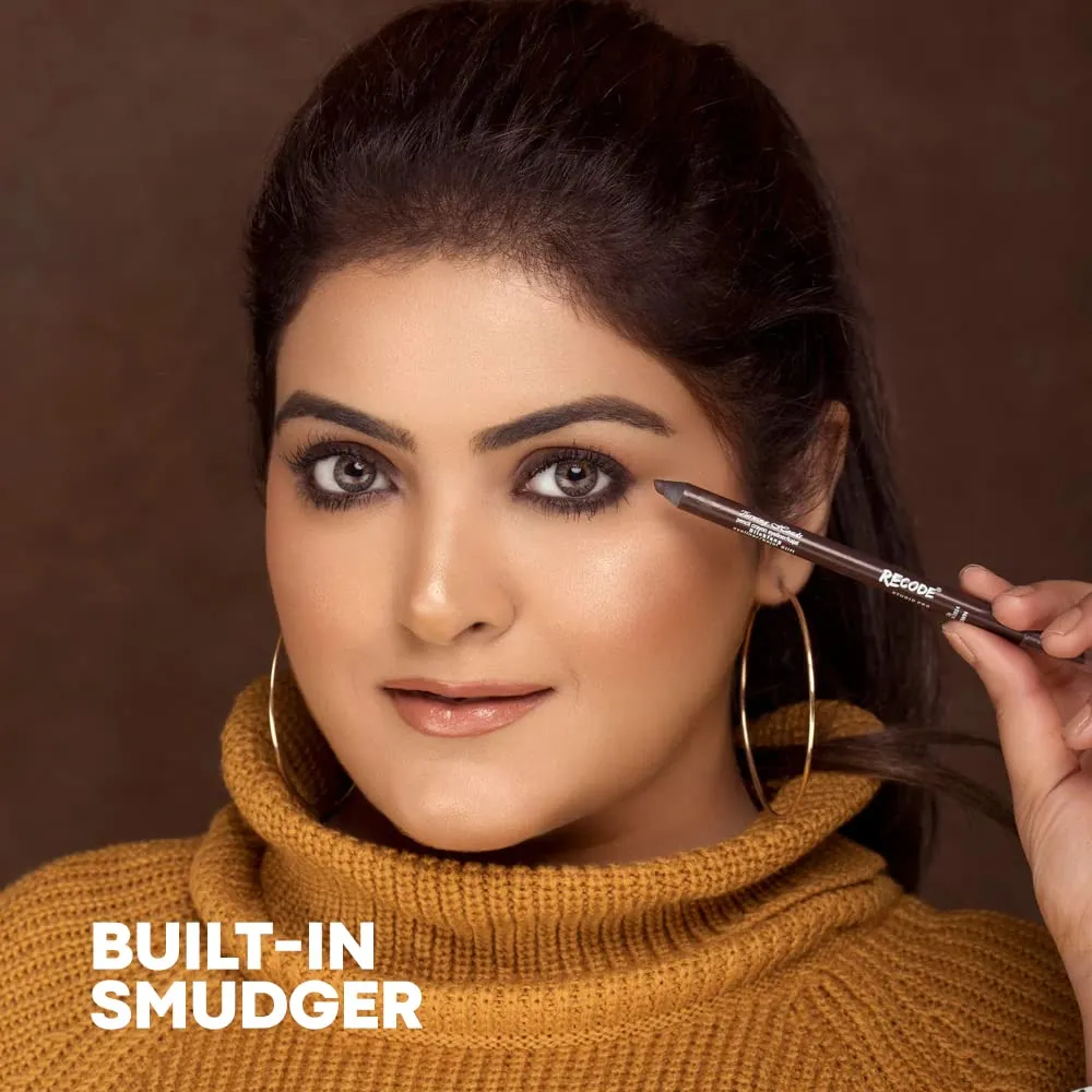 Recode Turning Heads Crayon Gel Eyeliner Pencil cum Kajal Pencil comes with Smudger on other side, longlasting, Water-proof & smudge-proof Formula, Black, 1.2gm