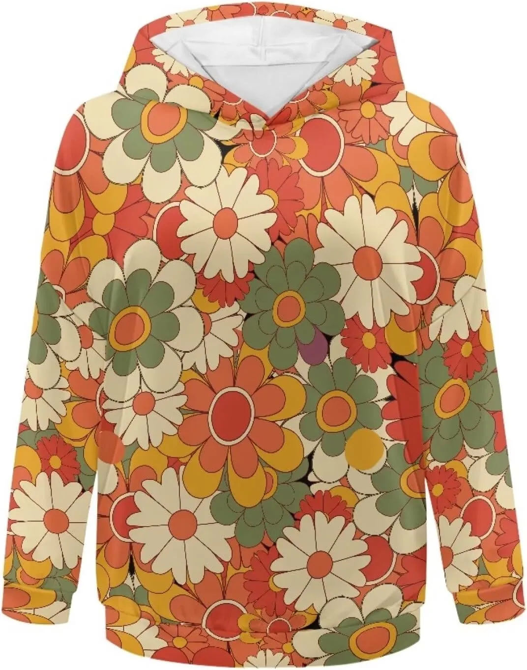 Retro Floral Women's Y2K Oversized Hoodies Casual Long Sleeve Loose Hooded Athletic Tops Pullover Sweatshirts