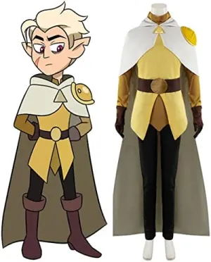 RocailleCos The Owl House Hunter Cosplay Golden Guard Costume with Cloak Outfit Suit for Men