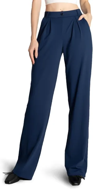 Safort Wide Leg Pants Women Dress Pants 28"/31"/34" Business Casual Trousers Work Office Loose Slacks Belt Loops Pockets