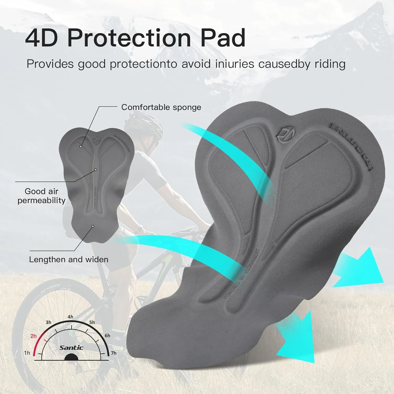 Santic Men's Cycling Bib Shorts 4D Padded Breathable Road Bike Cycling Bibs Biking Bicycle Gel Long Travel