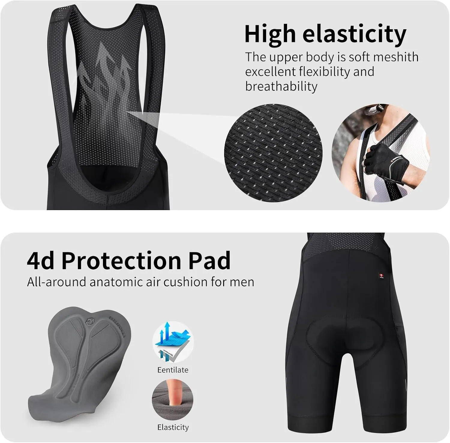 Santic Men's Cycling Bib Shorts 4D Padded Breathable Road Bike Cycling Bibs Biking Bicycle Gel Long Travel