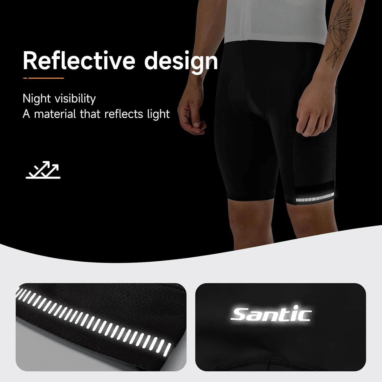 Santic Men's Cycling Bib Shorts 4D Padded Breathable Road Bike Cycling Bibs Biking Bicycle Gel Long Travel