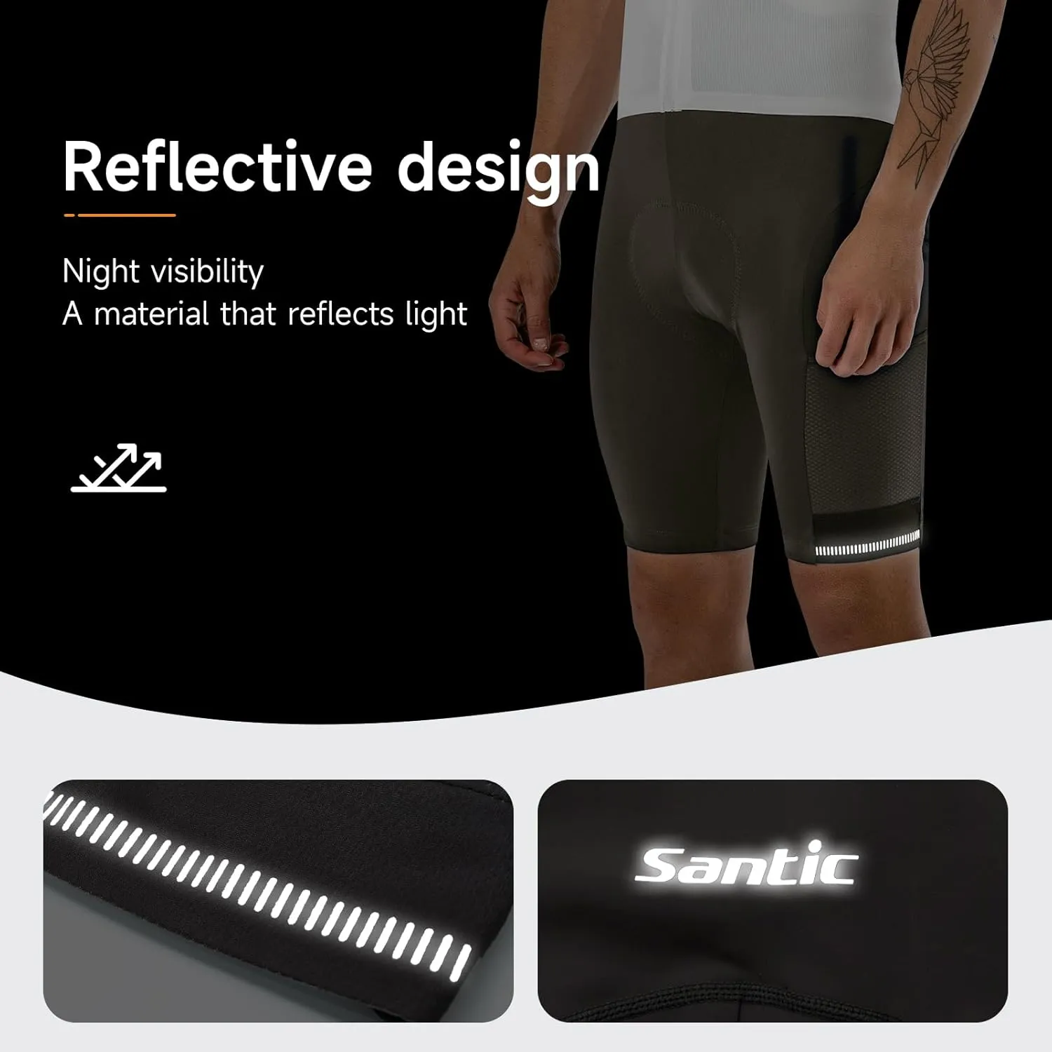 Santic Men's Cycling Bib Shorts 4D Padded Breathable Road Bike Cycling Bibs Biking Bicycle Gel Long Travel