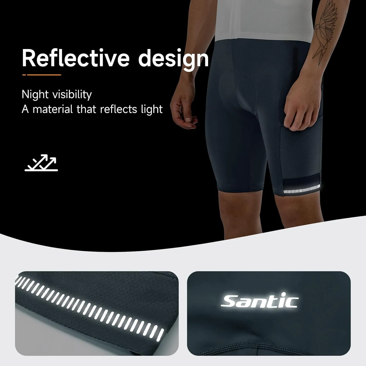 Santic Men's Cycling Bib Shorts 4D Padded Breathable Road Bike Cycling Bibs Biking Bicycle Gel Long Travel